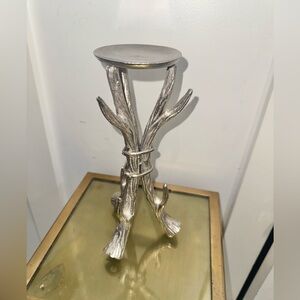 Silver Twig or Antler Candlestick Candle Holder